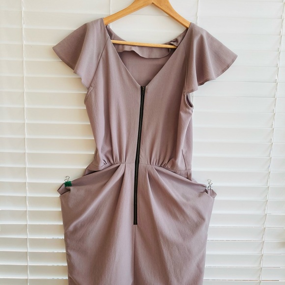 Topshop Taupe Dress with Zipper detail - Picture 9 of 12